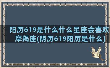 阳历619是什么什么星座会喜欢摩羯座(阴历619阳历是什么)